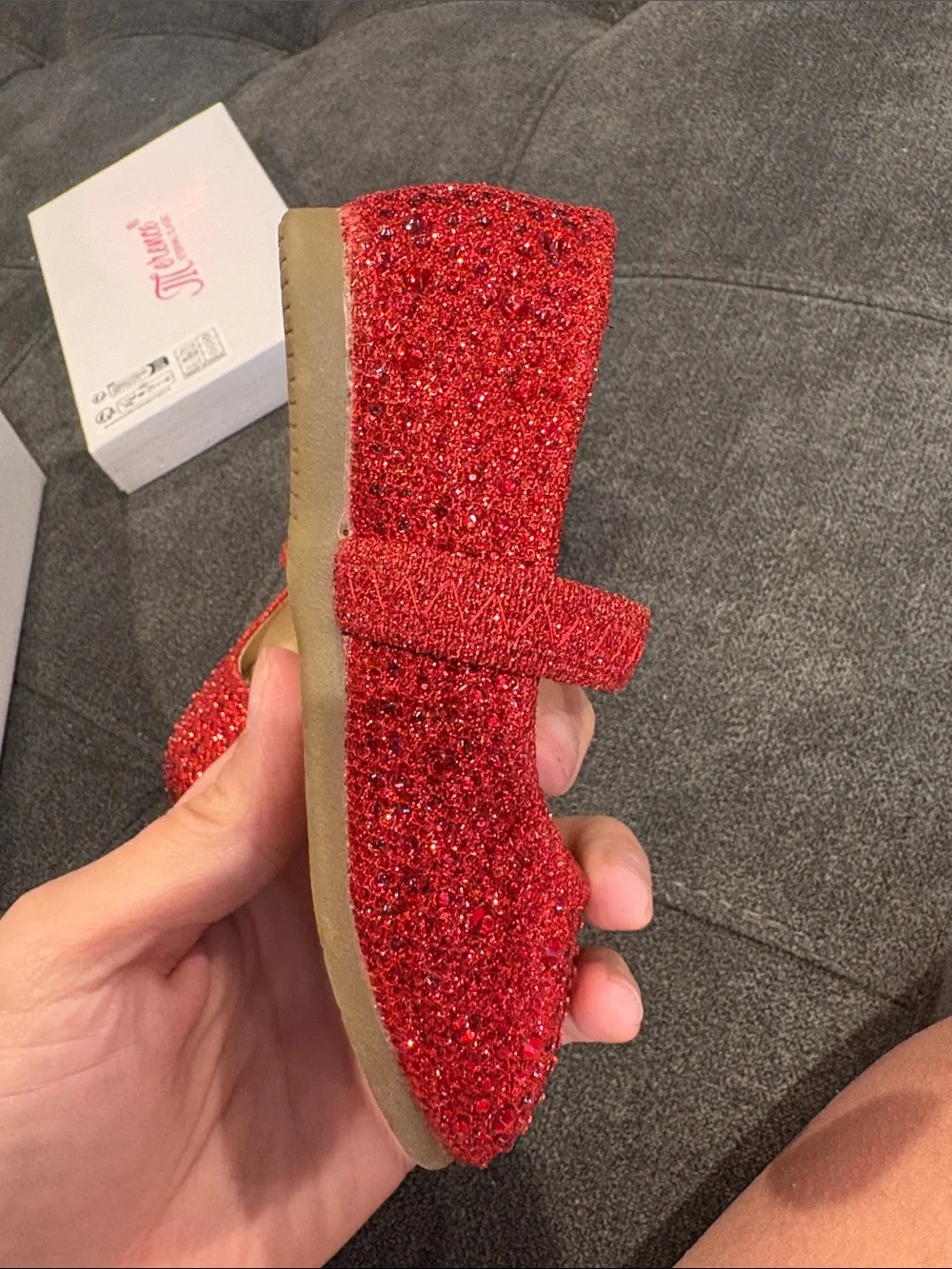 Girls Red Glitter Mary Jane Shoes size 4 toddler